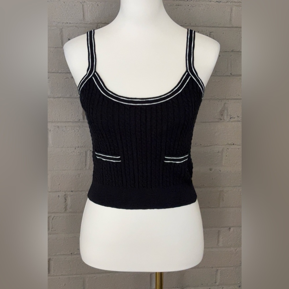J.Crew black cable knit sleeveless crop top S
